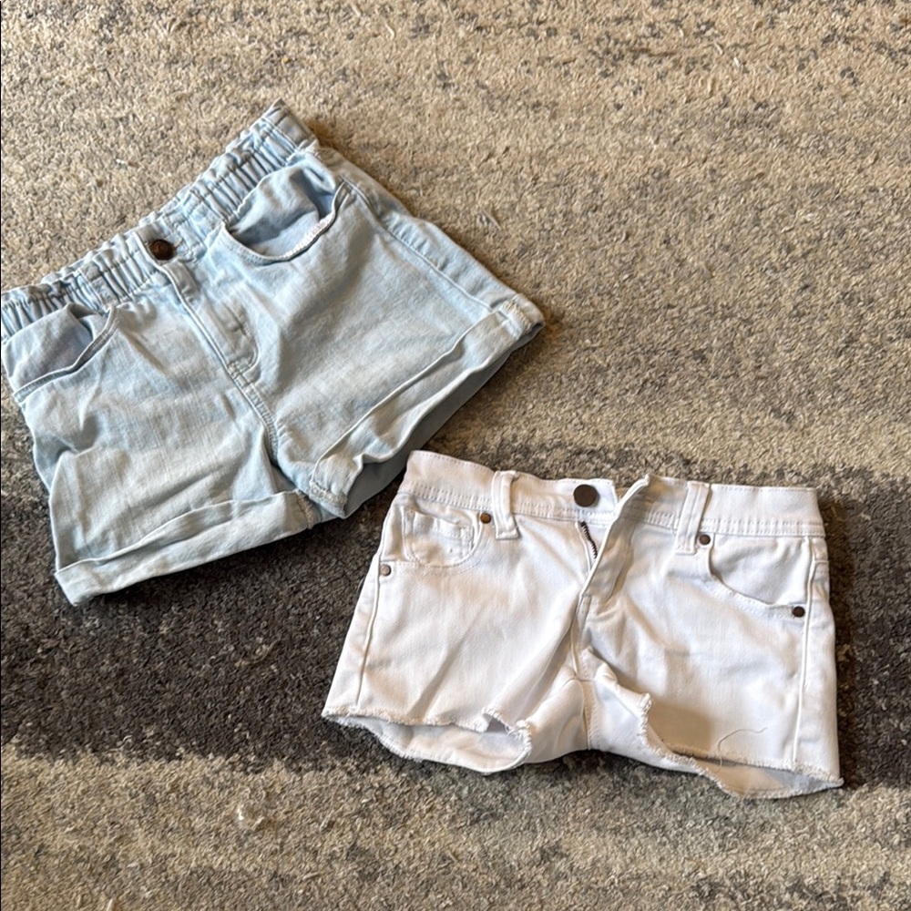 Kids Denim Shorts Set - Light Blue and White